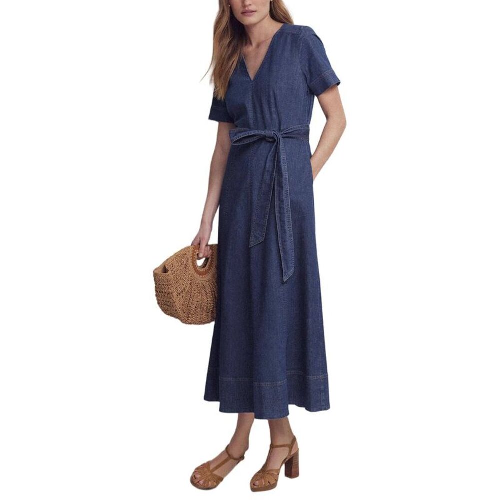 Boden Womens  V-Neck Denim Dress, Blue
